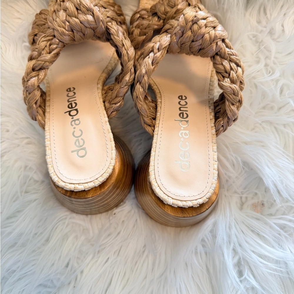 DDecadence Woven Raffia Knot Sandals Natural Braided Slide Brazil Size 6 - Picture 5 of 9